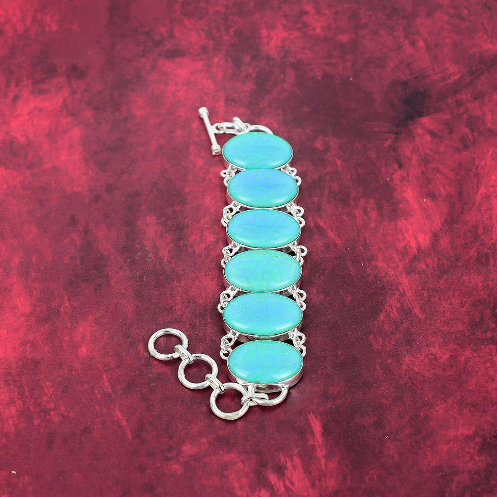 Blue Triplet Opal Handmade Gemstone Jewelry, 925 Solid Sterling Silver Bracelet Unique Design Jewelry, For Women