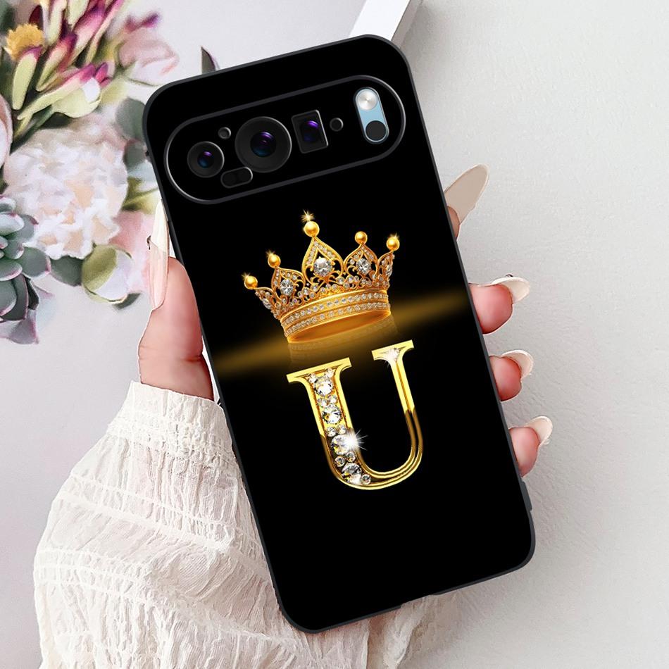 Для Google Pixel 9 Pro 9a Pixel9 Модный Новый Чехол для Телефона с Буквой-Короной Для Google Pixel 9 Pixel9a 9Pro Черные Силиконовые Мягкие Чехлы