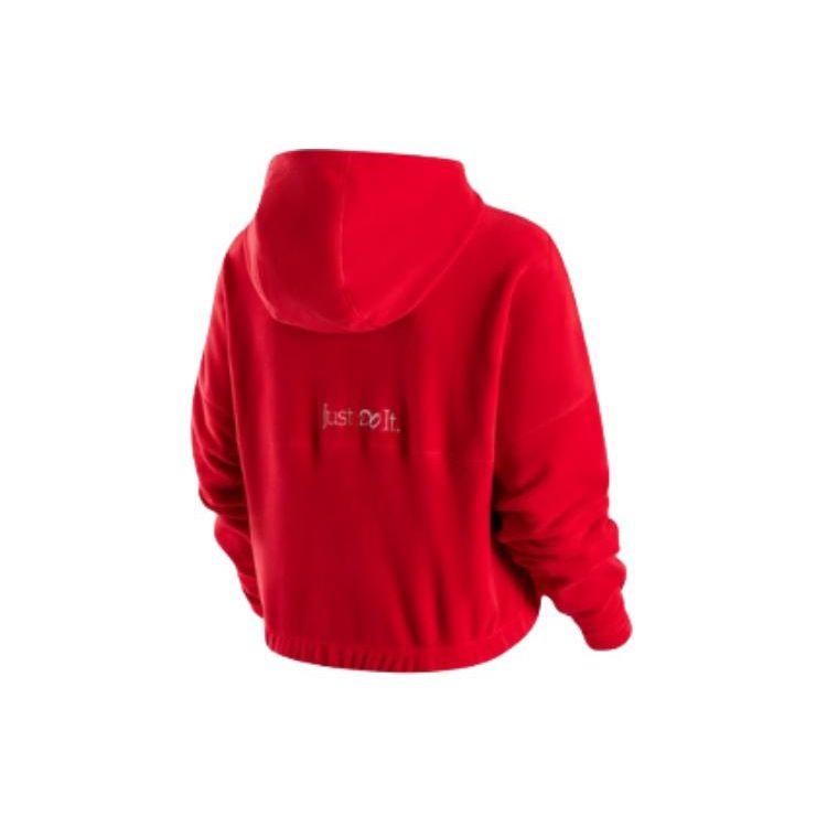 Nike Dragon Rise Новогодняя серия Свободная теплая флисовая куртка на молнии с капюшоном и буквенным логотипом Женская верхняя одежда Университетский красный FZ6387-657