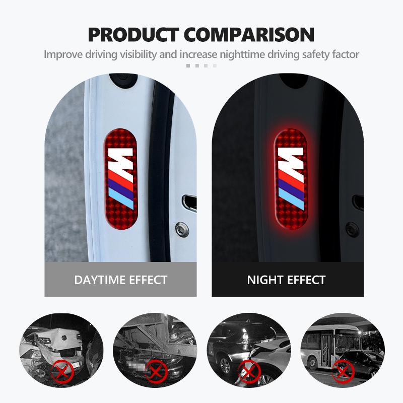 HKUG1 Car Reflective Warning Stickers Night Visibility Protective Strip For BMW Performance M E87 E30 E46 E28 F35 G20 E93 F20 X3 X