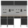 Workbench Cabinet Set with Drawers and Storage 10 Pieces Black