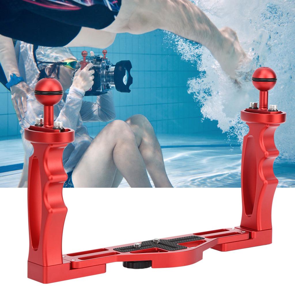 All Metal Dual Handheld Hand Grip Diving Flashlight Bracket Underwater Sports Camera Holder Stabilizer