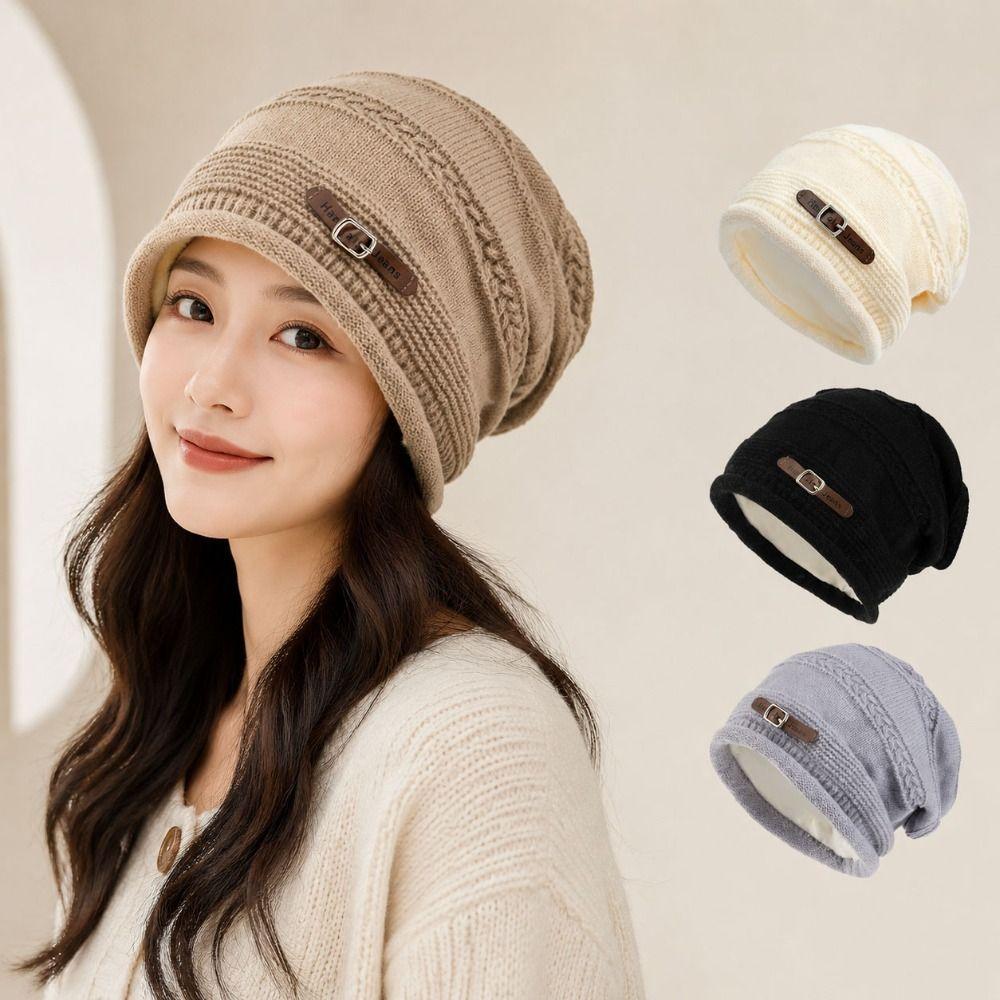Warm Slouchy Beanie Hat Cozy Plush Lined Hat Comfortable Skull Cap Beanie Winter Wear
