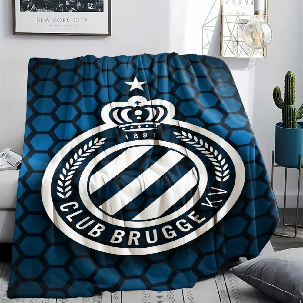 1Pc Club Brugge K V Print Flannel Blanket, High quality Comfortable for All Seasons, Home Decor, Warmth and Comfort, Perfect for Christmas Gifts