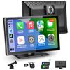 [carabc] Universal 9" Carplay Screen for Car, Apple Andriod Auto Car Stereo with 4K Recorder 1080p Rear Camera 64G TF Card