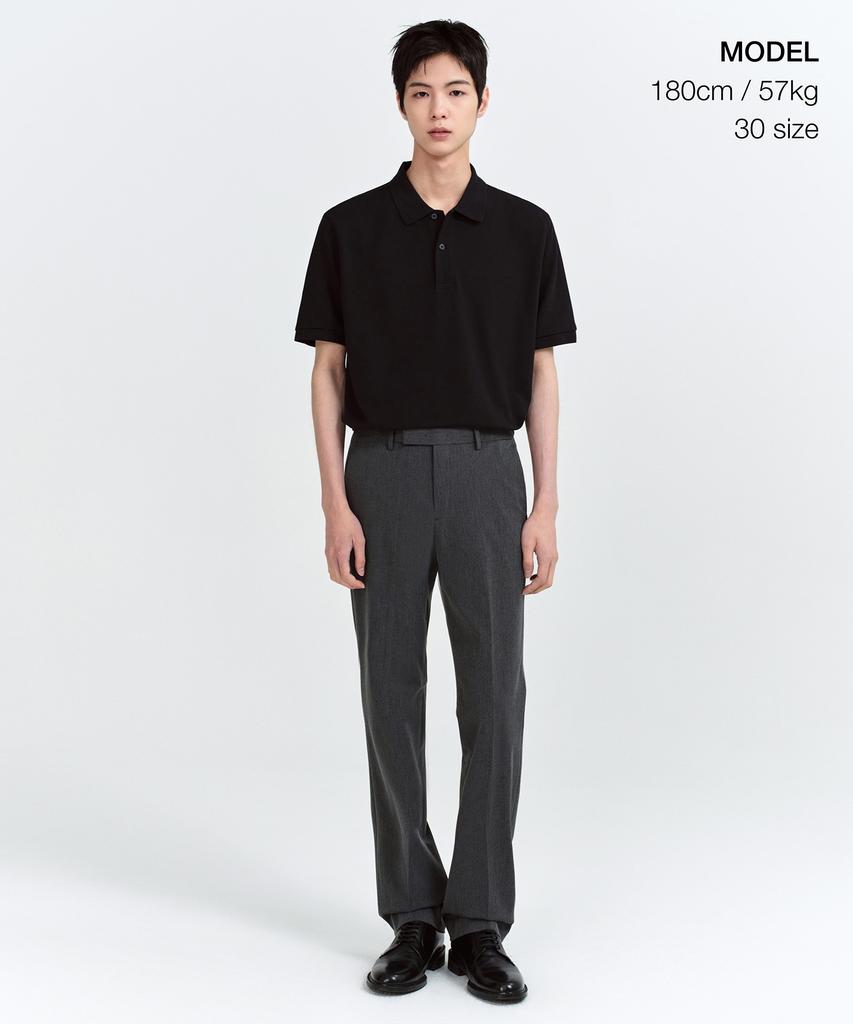 MUSINSA STANDARD Semi-Wide Hidden Banding Slacks [Medium Gray]