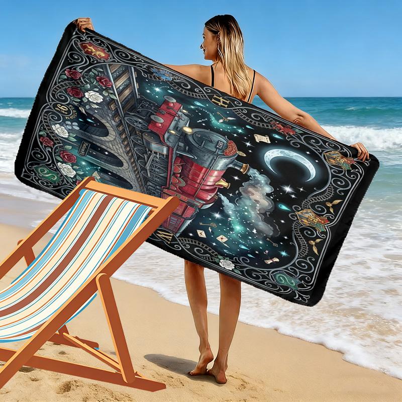 Magic School Fantastic Print Beach Towel, Large Soft Quick Dry Towel for Beach Camping Swimming