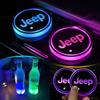 Car LED Cup Coasters Logo Light USB Charging Luminous Coaster For Jeep Renegade Wrangler Cherokee Compass Patriot Accessories