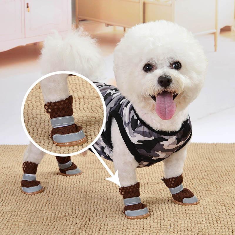 Summer Breathable Non-slip Pet Shoes Reflective Mesh Hollowed Out Comfortable Bichon Frise Small Dog Foot Gloves Dog Supplies