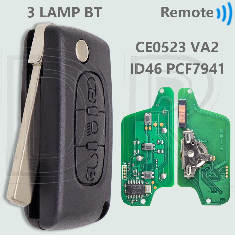DR CE0523 ID46 PCF7941 CE0536 PCF7961 433ASK/FSK Flip Car Remote Key For Peugeot 207 307 308 408 Citroen C1 C2 C3 C4 C5 Picass
