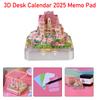 3D Desk Calendar with LED Light 2025 Time Piece Calendar DIY Notes Notepad Paper Carving Pink Love Castle Wedding Birthday Gifts