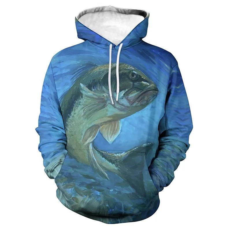 Рыбалка Рыба 3D Принт Мужские Толстовки Уличная Мода Толстовка Осенняя И Весенняя Одежда