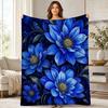 Blue Mosaic Flowers Coral Fleece Blanket