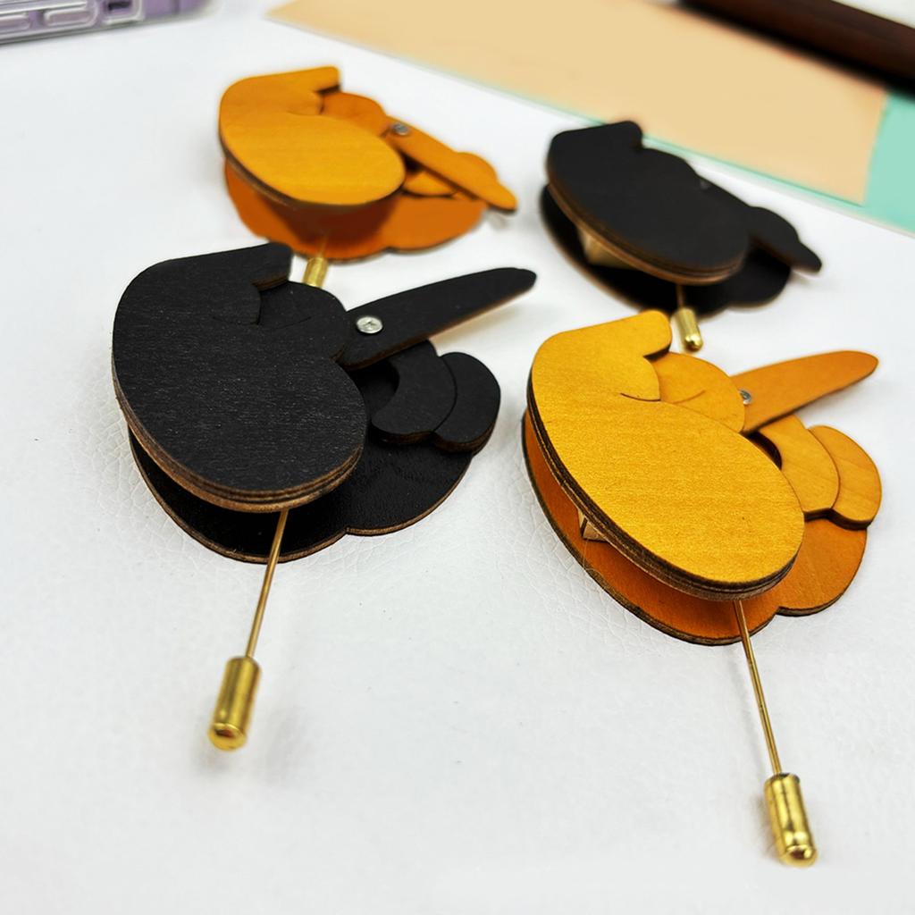 Набор из 10 интерактивных брошей в виде среднего пальца, стильная брошь в виде жеста, деревянная текстура, подарок другу