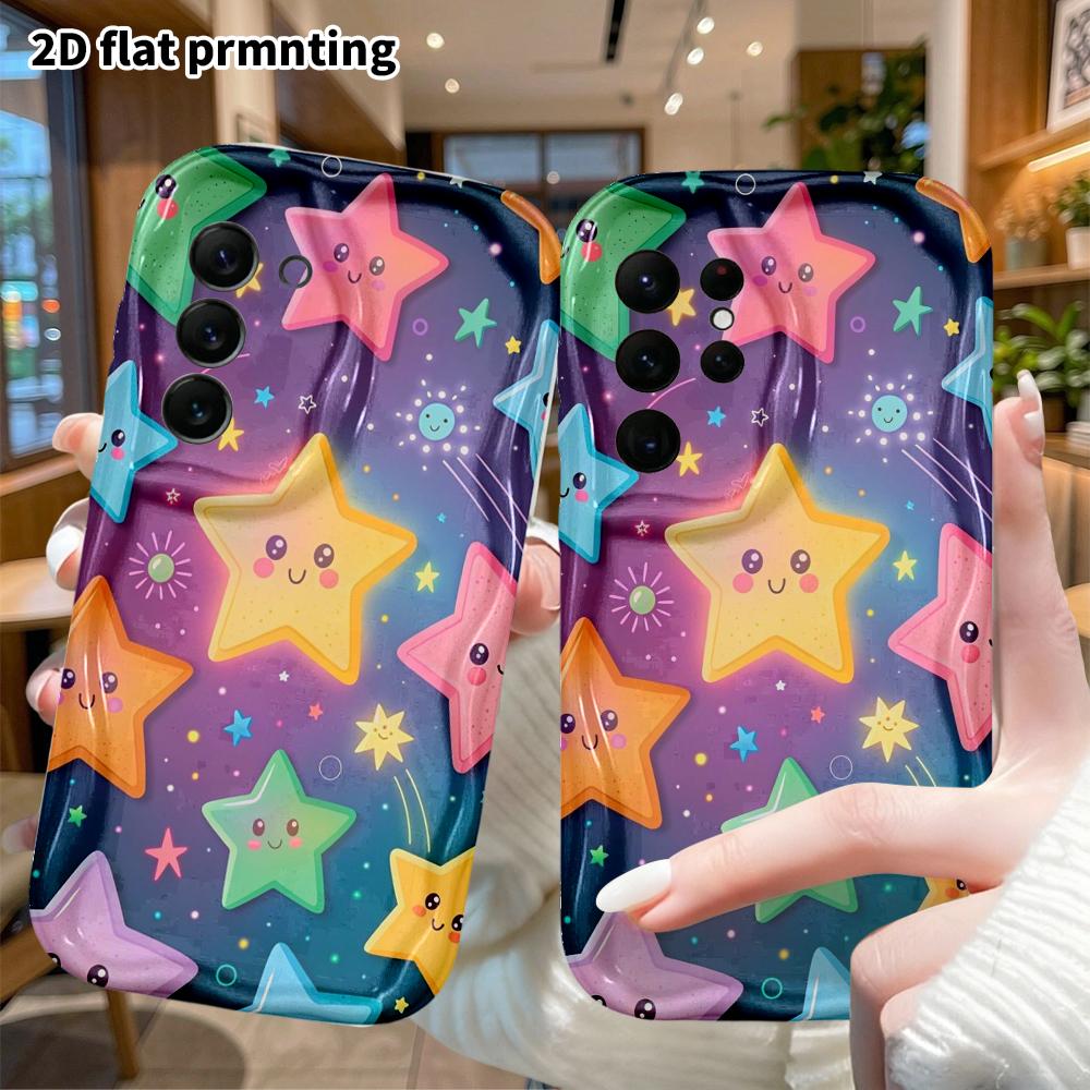 Phone Case: 2D flat, suitable for Samsung Galaxy A34 A35 M05 M06 S20 S22 S21 FE Plus 5G protective case, cartoon stars, Christmas and Halloween perfec