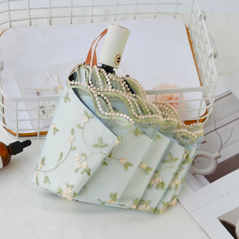 Double-Layer Sun Protection Sun Umbrella Female Lace Embroider Floral Princess Sun Umbrella Goddess Super UV Protection Sun Umbrella