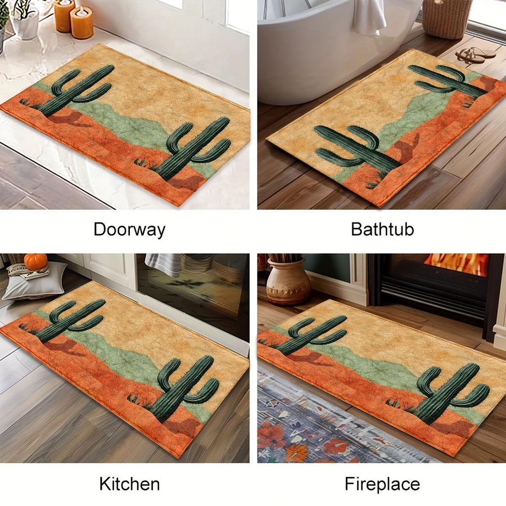 Orange Desert Cactus Carpet Doormat Welcome Mat Bathroom Mat Winter Warm Rug For Bedroom Carpet For Live Room Home Decor
