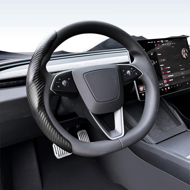 Для Tesla Model 3/Y Highland Juniper Чехол на руль Углеродное волокно Кожа Анти-мех Спортивный руль Автоаксессуары