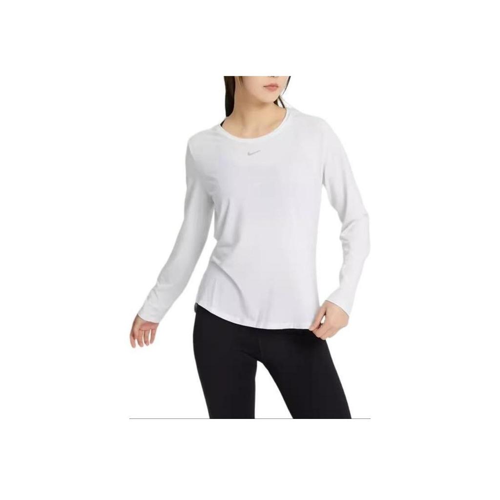 Nike Дышащая футболка с длинными рукавами Pure Color для тренировок, женские топы, белые DD0621-100