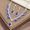 3PC Women's Trendy Claw Chain Series Water Drop Necklace Earrings Zircon Set Wedding Banquet Party Holiday Gift