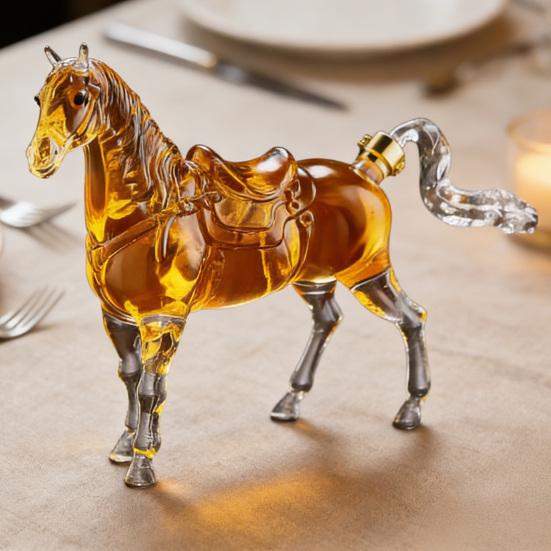 Декантер для виски "Лошадь" Ручная работа Высокоборосиликатное стекло Диспенсер для алкоголя Тема Дикого Запада Подарочная коробка для алкоголя для мужчин День отца День рождения
