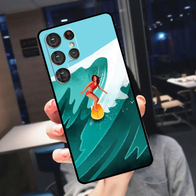 Чехол для телефона Samsung Galaxy S25 S24 S21 S22 S23 Ultra S9 S10 Plus S24 FE S21 FE с изображением доски для серфинга, серфинга, девушки-серфера