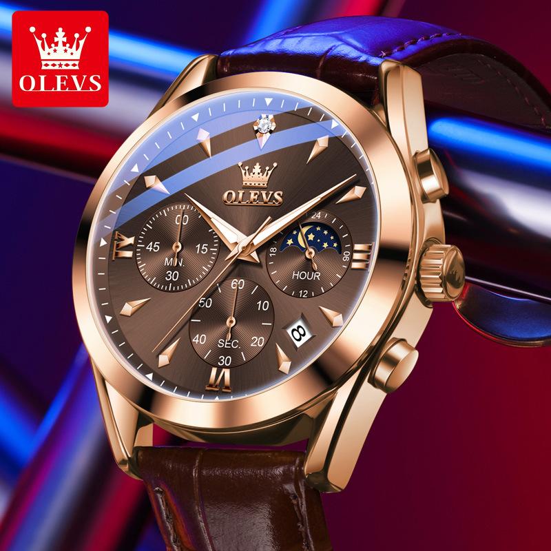 Men's Multifunctional Waterproof Luminous Quartz Timing Calendar Watch, Light Luxury Business Watch