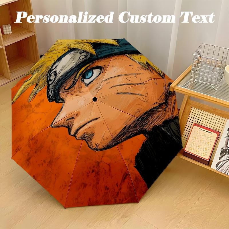 Портативный самоскладывающийся зонт, водонепроницаемый зонт Naruto с 8 спицами для кемпинга и поездок на работу