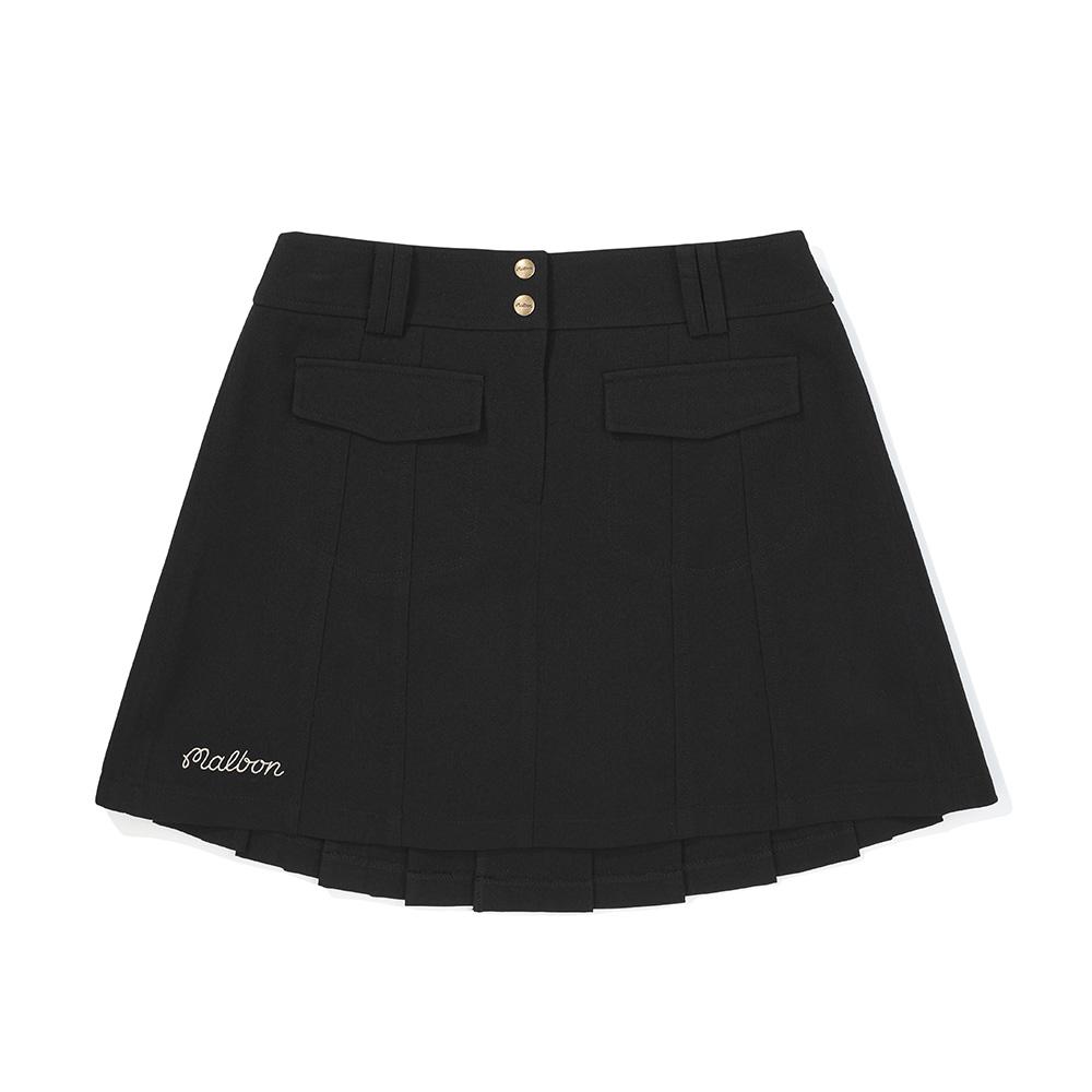 MALBON GOLF Women'S Modified Pleated Out-Pocket Skirt Black (Woman)