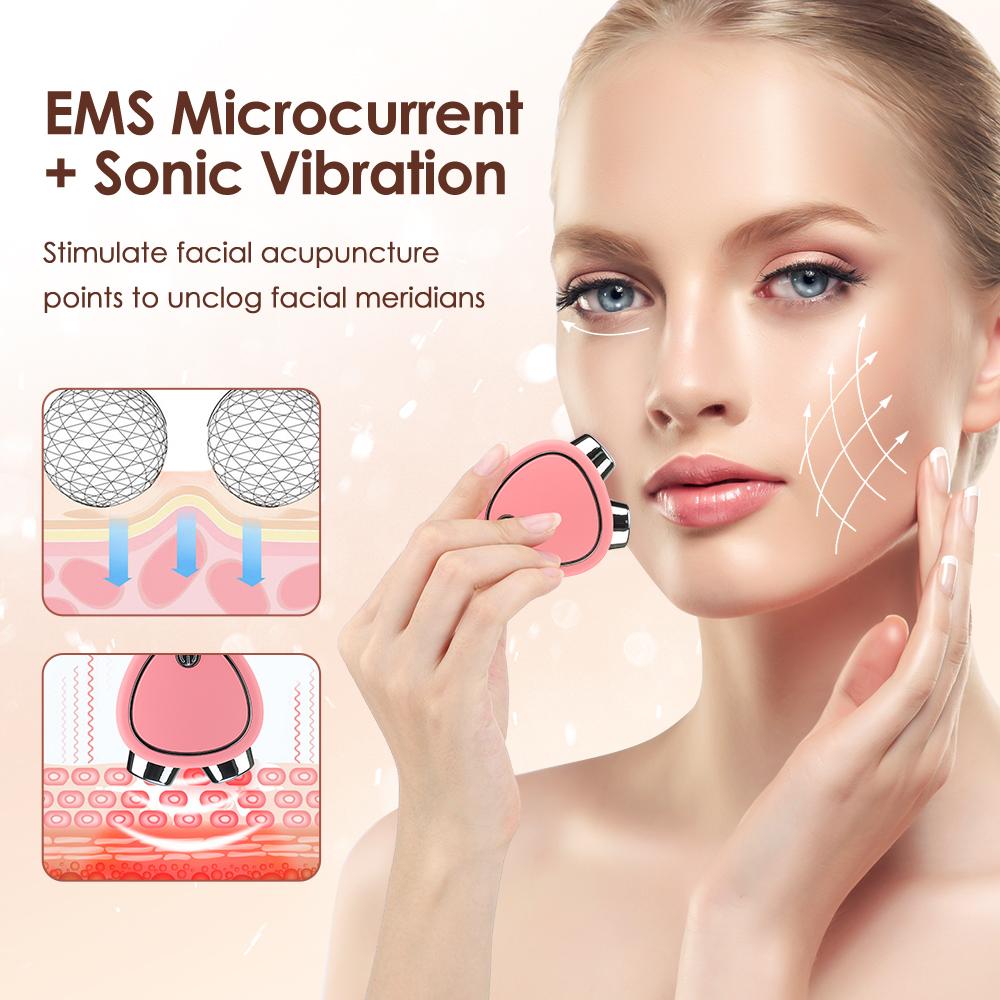 Electric Face Lifting Beauty Device Microcurrent Vibration Double Chin Removal Machine LED Photon Therapy Face Slimming Massager