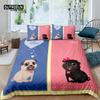 Главная Жизнь Роскошь 3D Пары Мопс Постельное белье Комплект Пододеяльник Наволочка Детский Постельное белье Queen и King Размер EU/US/AU/UK