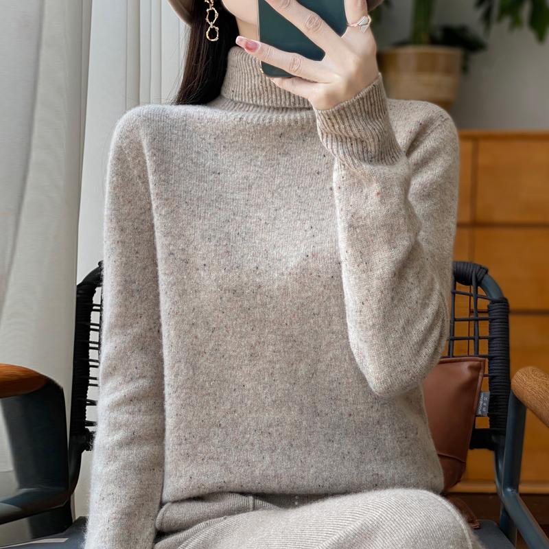 Женский кашемировый свитер Qinghe Cashmere 30% кашемир 70% шерсть Осень и Зима Кашемировый плотный пуловер Мягкий и теплый