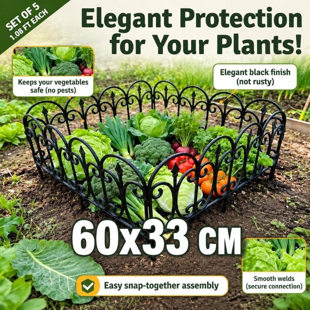 5pcs Waterproof Garden Edging Border 23in ×13in Plastic Landscape Barrier Patio Yard