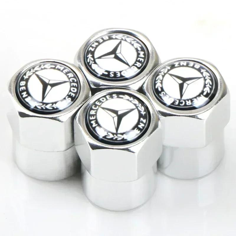 Car Tire Valve Stems Cap Knurling Style Tire Valve Cap Tire Wheel Stem Air Valve Cap For Mercedes Benz W211 W204 W210 CLA GLA FF1 QQ67