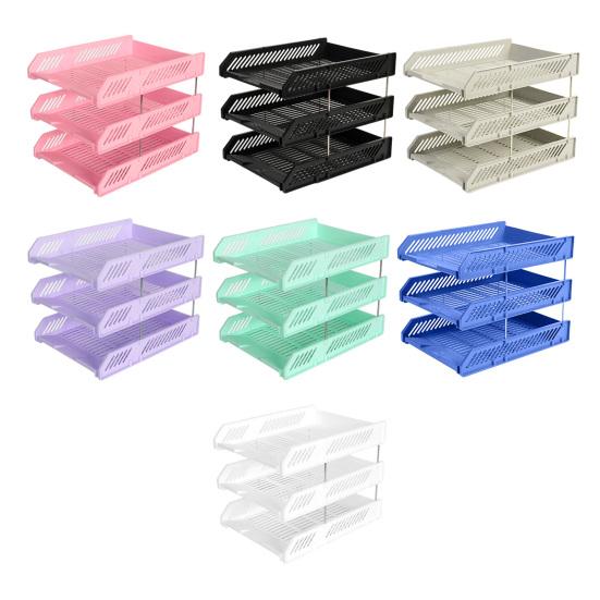 3 Tier Stackable Letter Tray Desk Paper Organizer Plastic File Document Storage Rack for Home Office School