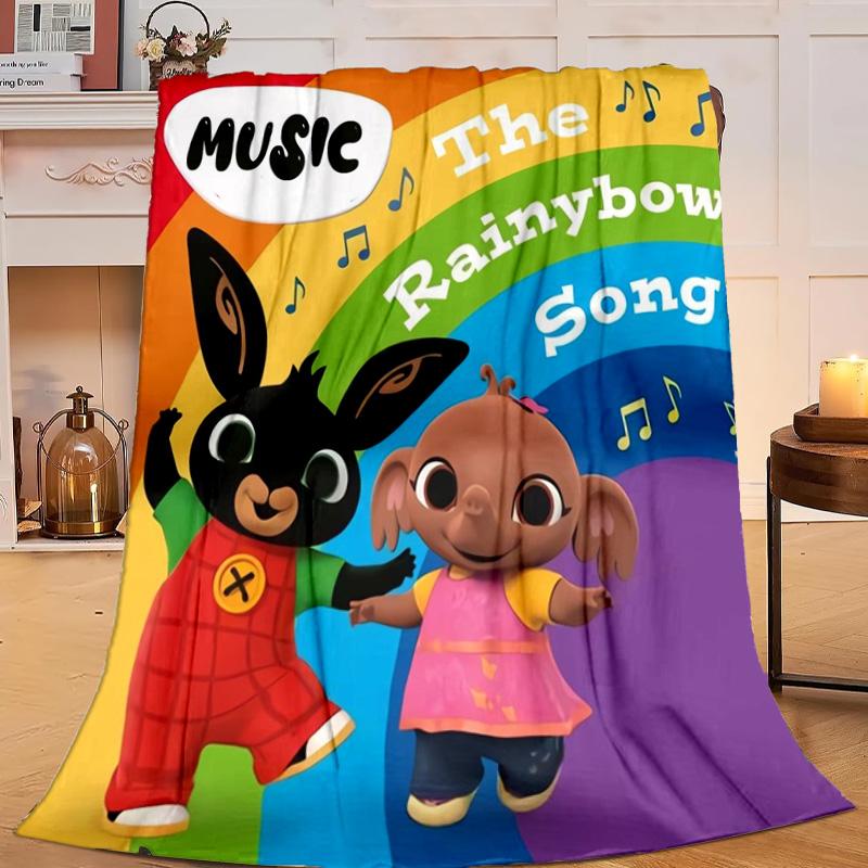 1PC Bunny And Friends Adventure Flannel Blanket Gift, Suitable for Both Men And Women, Soft Ideal for Beds And Sofa, Birthday Or Christmas Gift