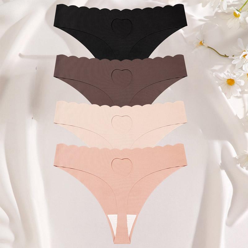 FINETOO 4 шт. ультрамягкое бесшовное нижнее белье женские стринги из ледяного шелка сексуальные эластичные однотонные женские невидимые дышащие трусики