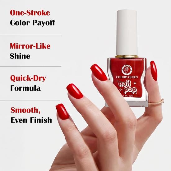 Цвета Лак для ногтей Queen Nail Pop | Глянцевое гелевое покрытие с зеркальным блеском | Устойчив к сколам и не липнет(11 - Терракотовый пряный, 12 мл)