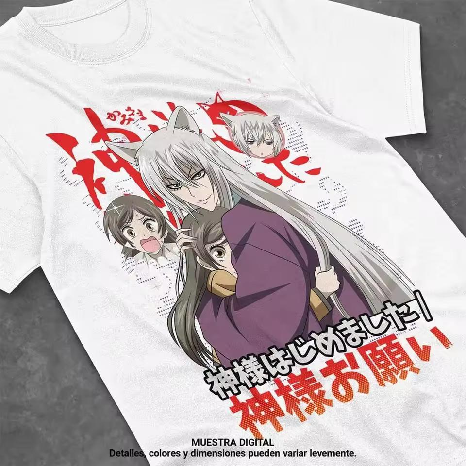 2026Лето Kamisama Kiss Томоэ Нанами Группа Японский Текст Аниме Графика Белая Футболка Унисекс Оверсайз Y2K Уличная Одежда Хлопковая Футболка
