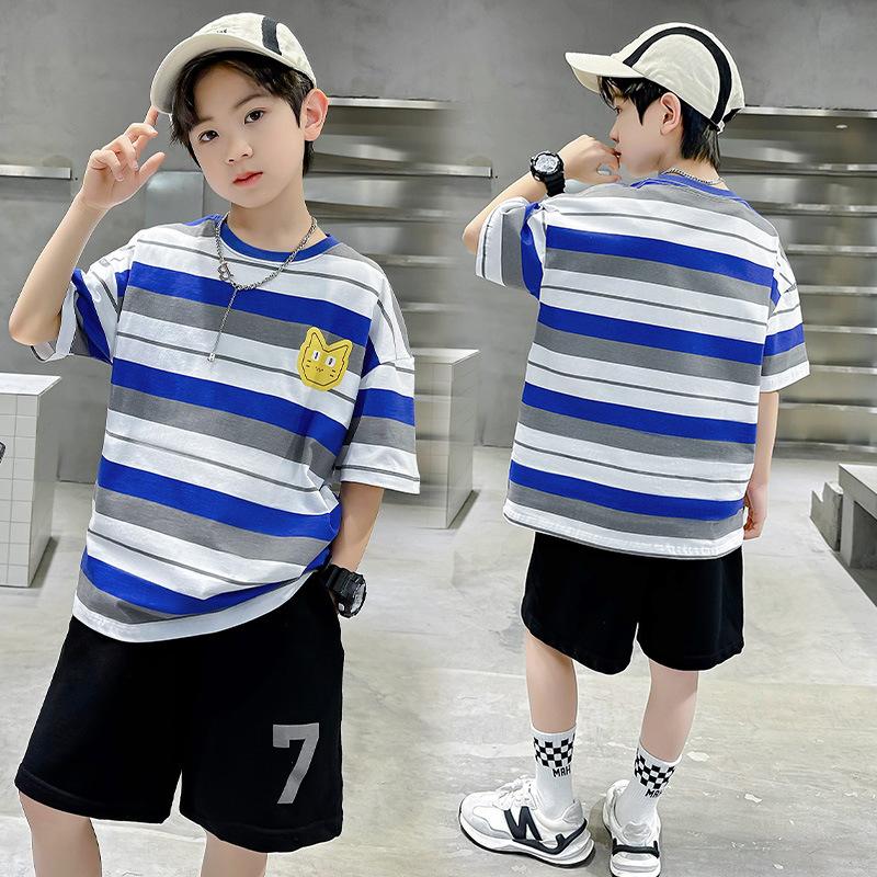 Детская повседневная хлопковая футболка, летний модный топ для мальчиков