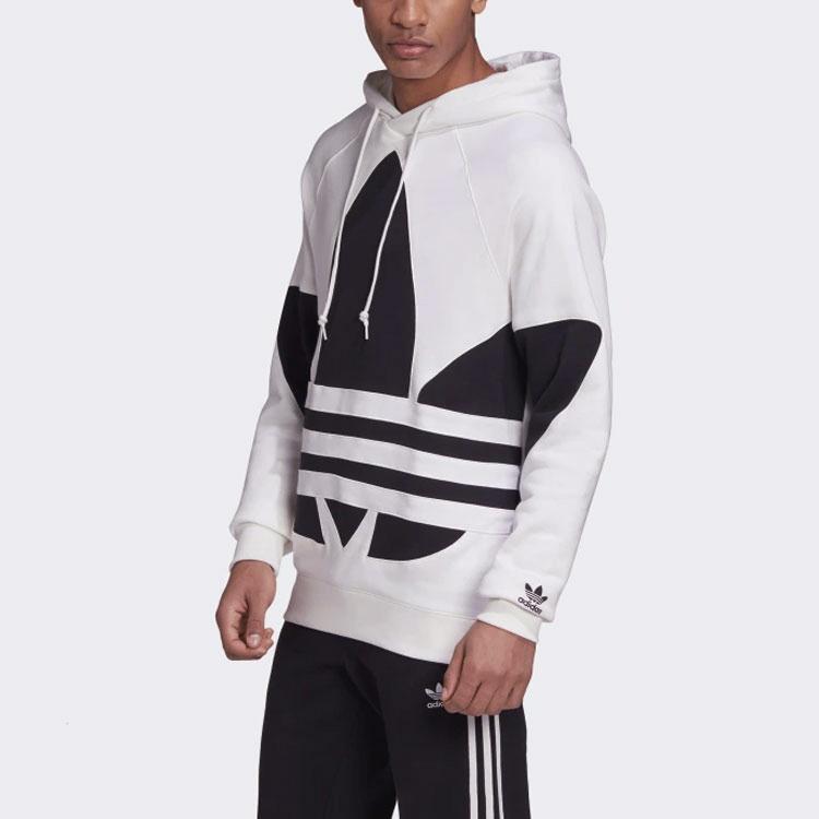 Adidas Оригинальная однотонная толстовка с трилистником и большим логотипом на шнурке, мужская толстовка с заниженными плечами, белая FM9909