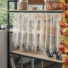 French Lace Curtain Vintage Short Sheer Cabinet Curtain Farmhouse Rustic Boho Small Window Rod Pocket Light Filtering Crochet Curtain