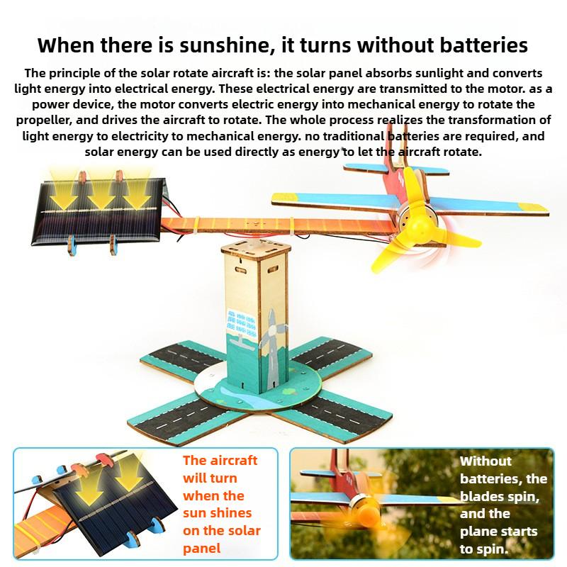 Набор для сборки самолета-спиннера своими руками, летающая игрушка на солнечной энергии для детей, практический научный эксперимент, STEM-проект, обучение солнечной энергии