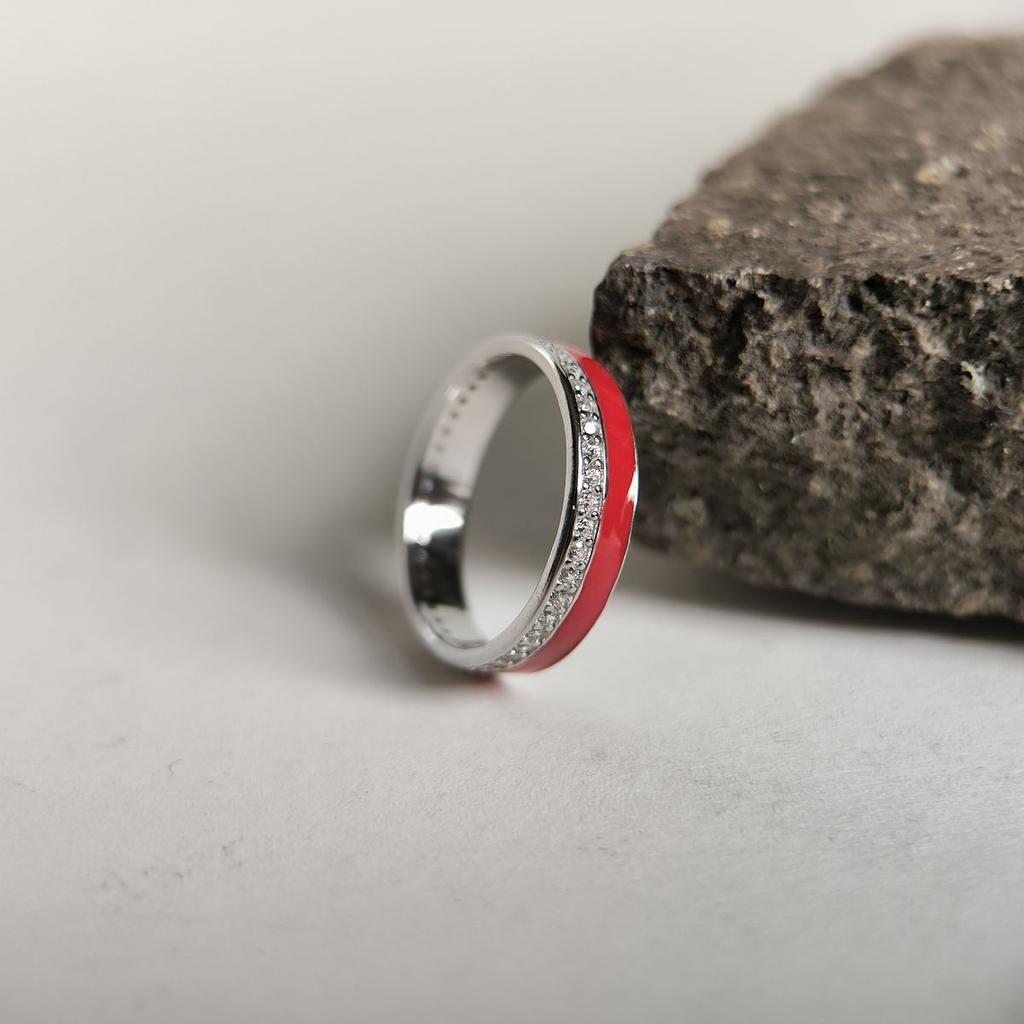 Silver Ring with Cubic Zirconia, Enamel, Product Weight 2.46 G (60002233)