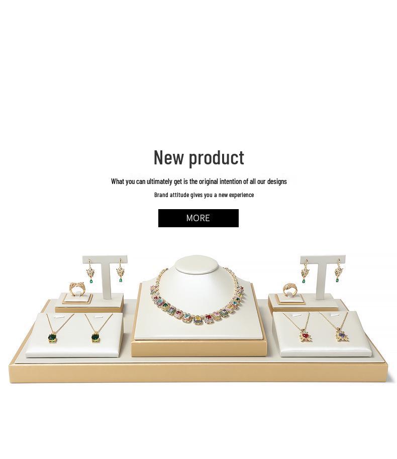 Бежевая подставка для демонстрации ювелирных изделий из жадеита из ПУ кожи для колец и подвесок