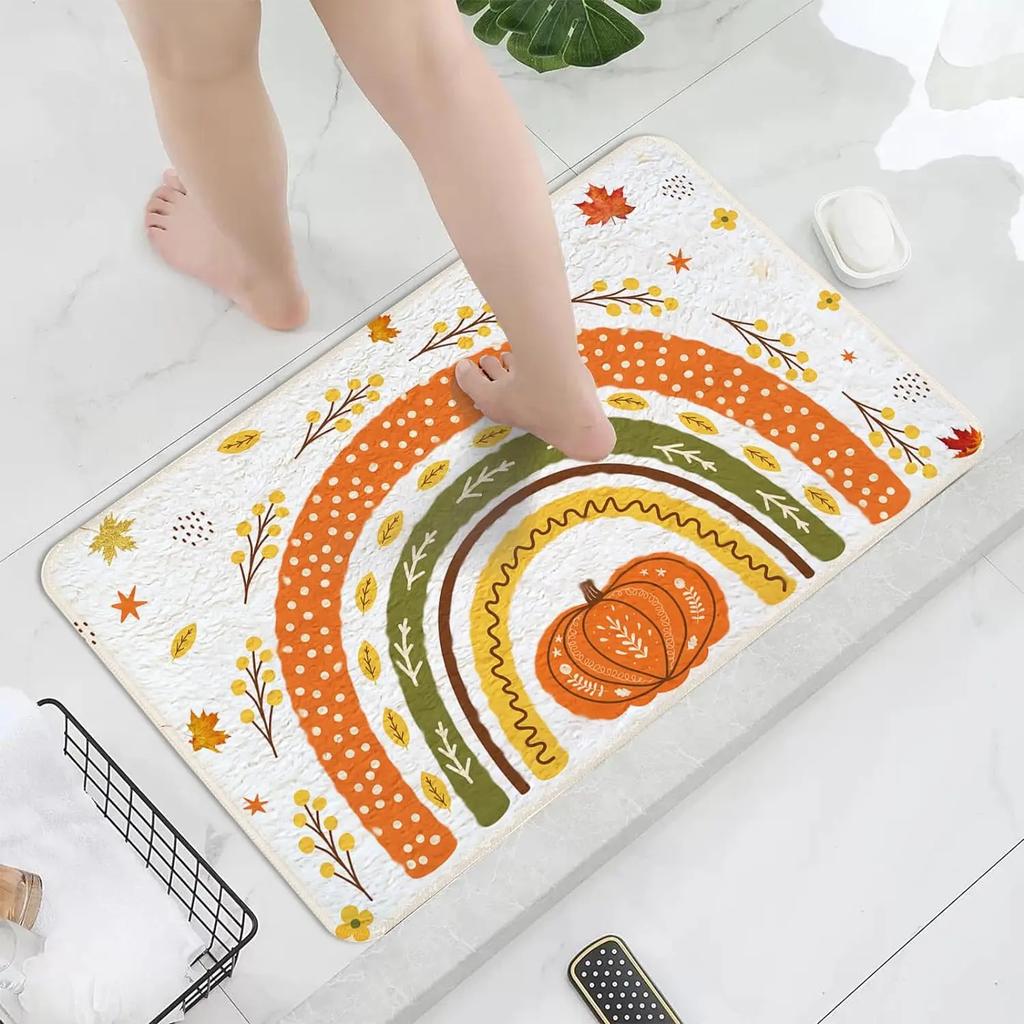 Коврик придверный Кленовый лист Осенний Ботанический Ковер с кленовыми листьями Нескользящий Принт осенних листьев Коврик для ванной Входные коврики для декора спальни кухни