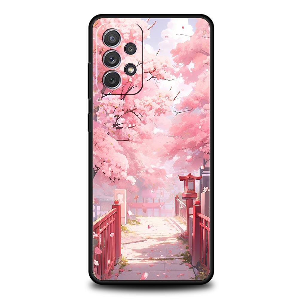 Розовый чехол с цветами сакуры для Samsung Galaxy A17 A07 A55 A35 A25 A15 A05 A33 A31 A21s A13 A41 A73 A53 A51 A71