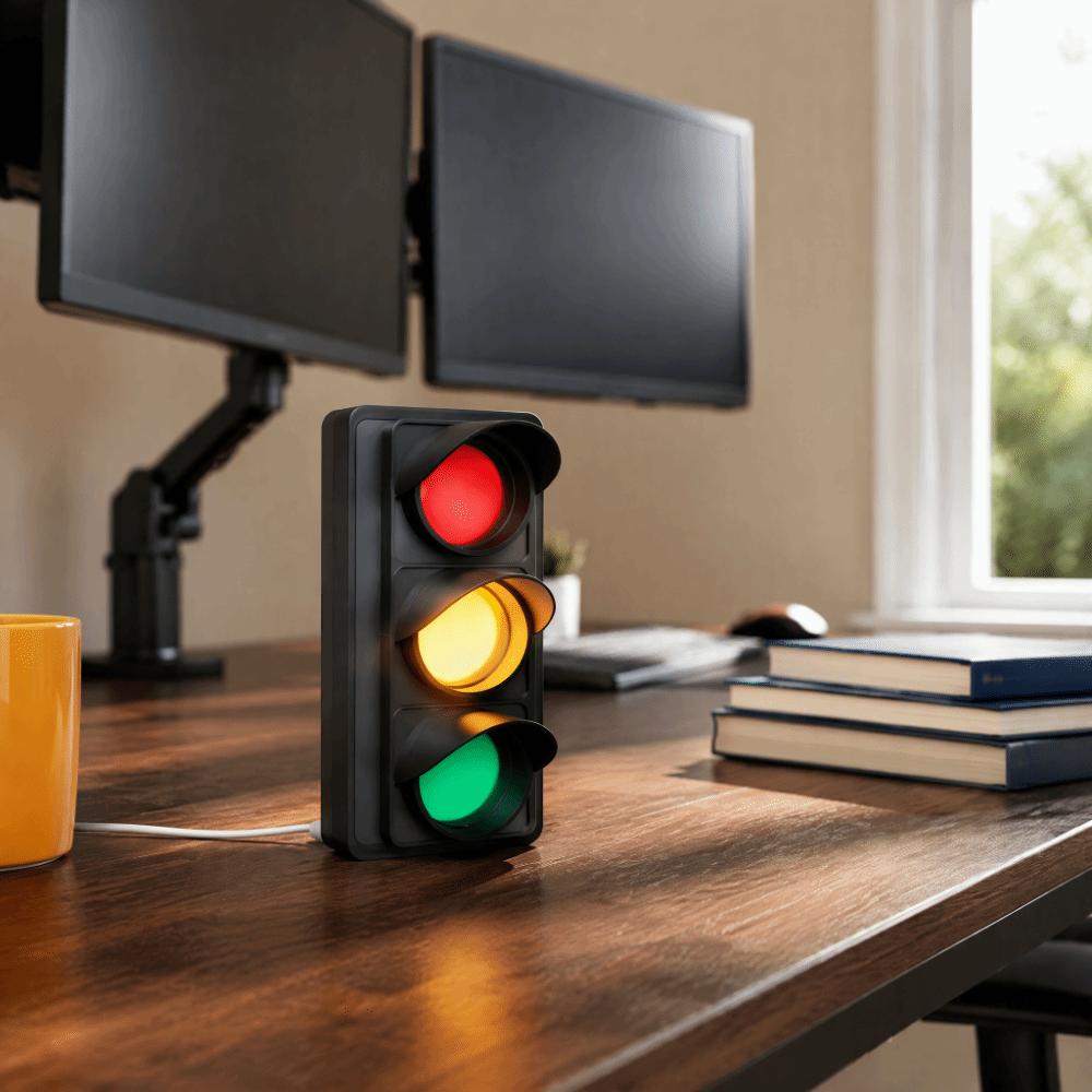 Desktop Sign LED Traffic Light USB Powered Social Signal Light Traffic Signal Light Home Office