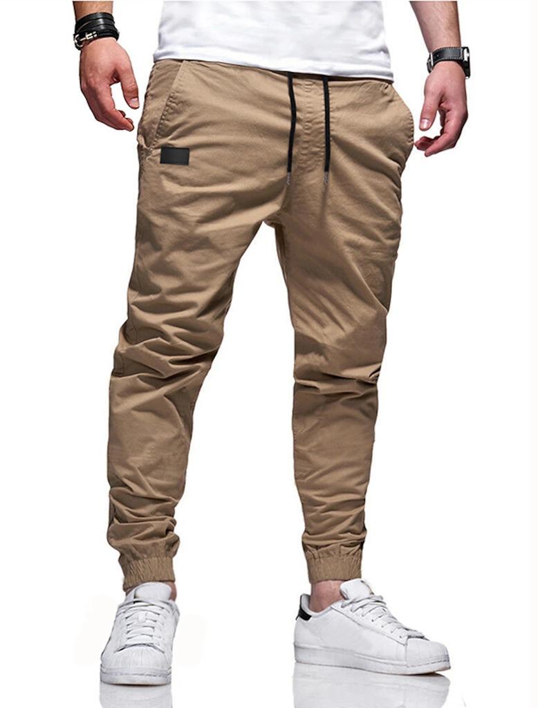 Foreign trade four seasons straight trousers men's casual sports cotton European size tethered tote overalls