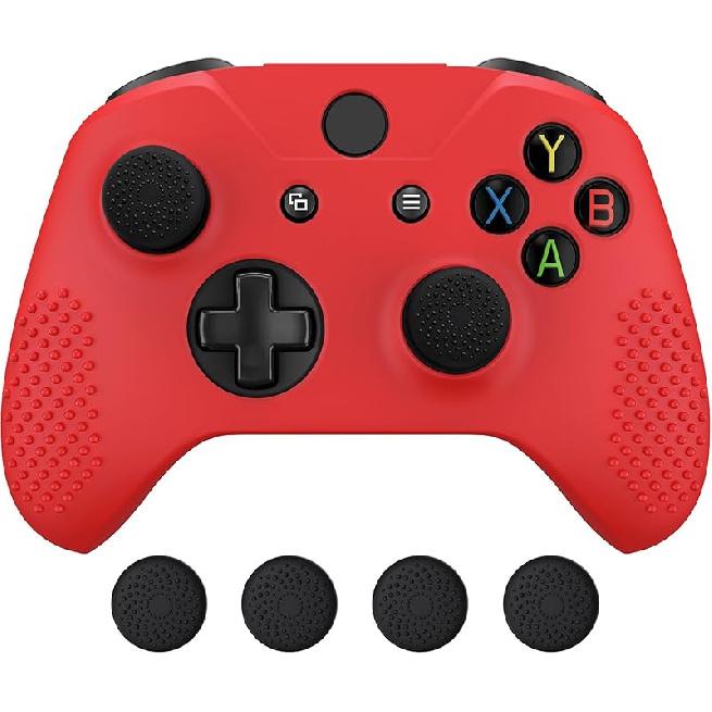 EXtremeRate PlayVital Мягкая противоскользящая силиконовая накладка на контроллер, накладки на стики, защитный чехол для контроллера Xbox One X S - Черный